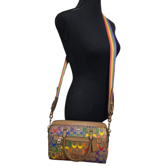 Coach Rowan Rainbow Signature Satchel with removable Crossbody Strap - Picture 2 of 16